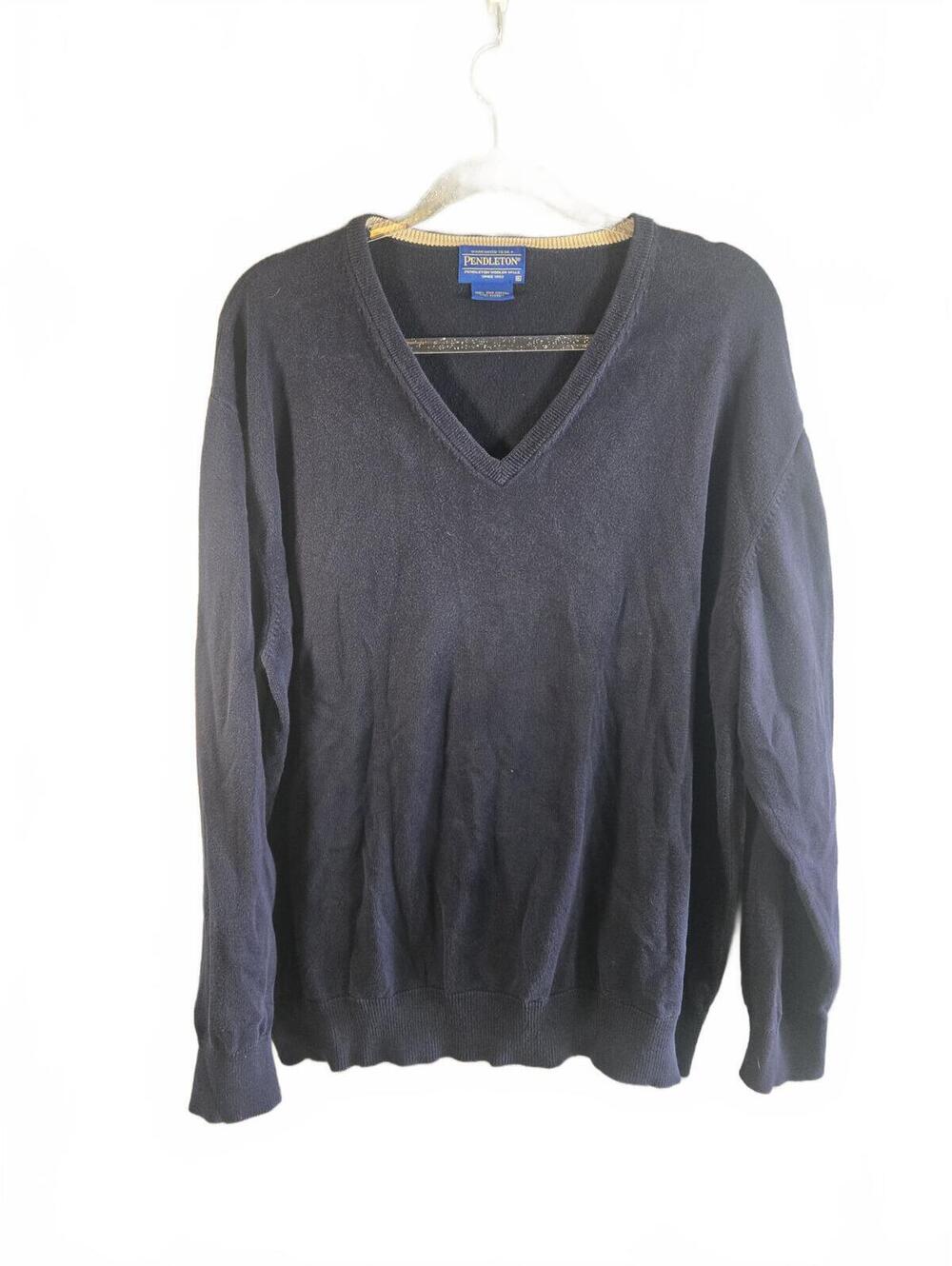 Pendleton XL Navy V-Neck Pima Cotton Pullover Sweater Fall